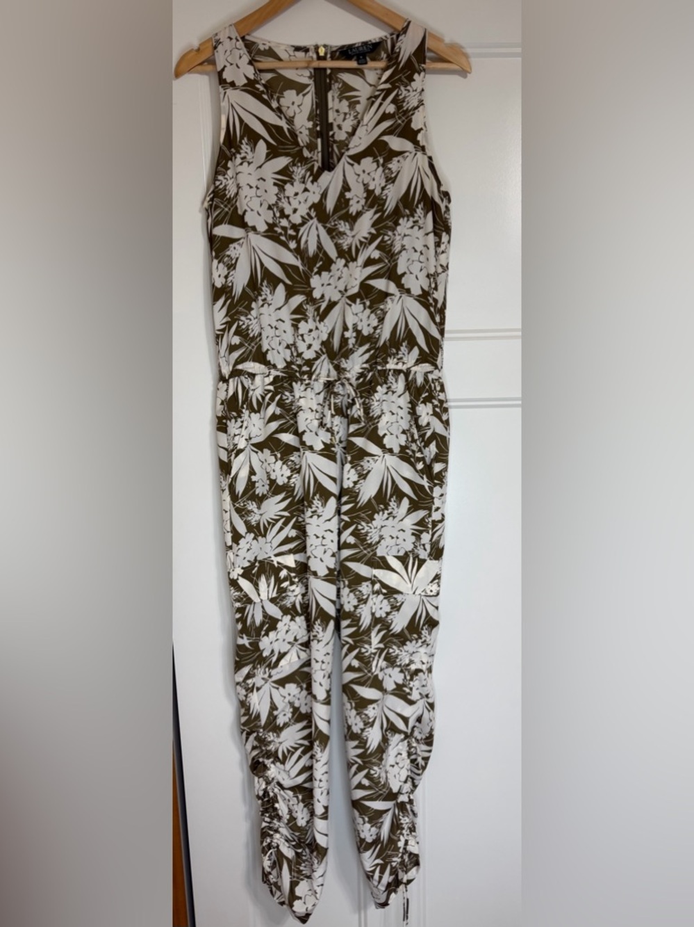 LAUREN RALPH LAUREN Neila Cargo Ruched Jumpsuit Floral Green Size 12 $225